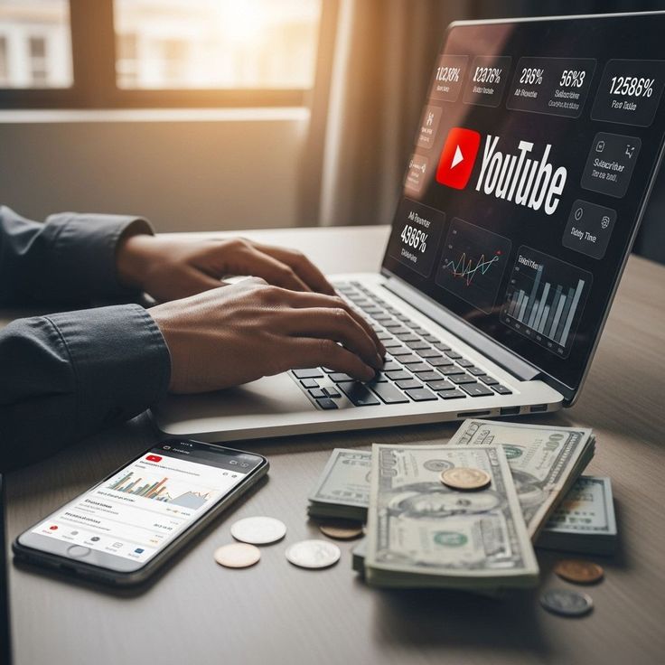 “Content creator managing blog, YouTube channel, and social media using AI tools for monetization”
